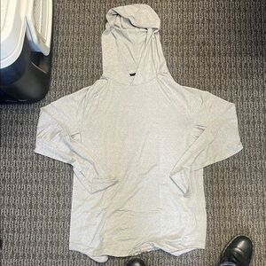 Gray Lululemon Hooded Long Sleeve Top